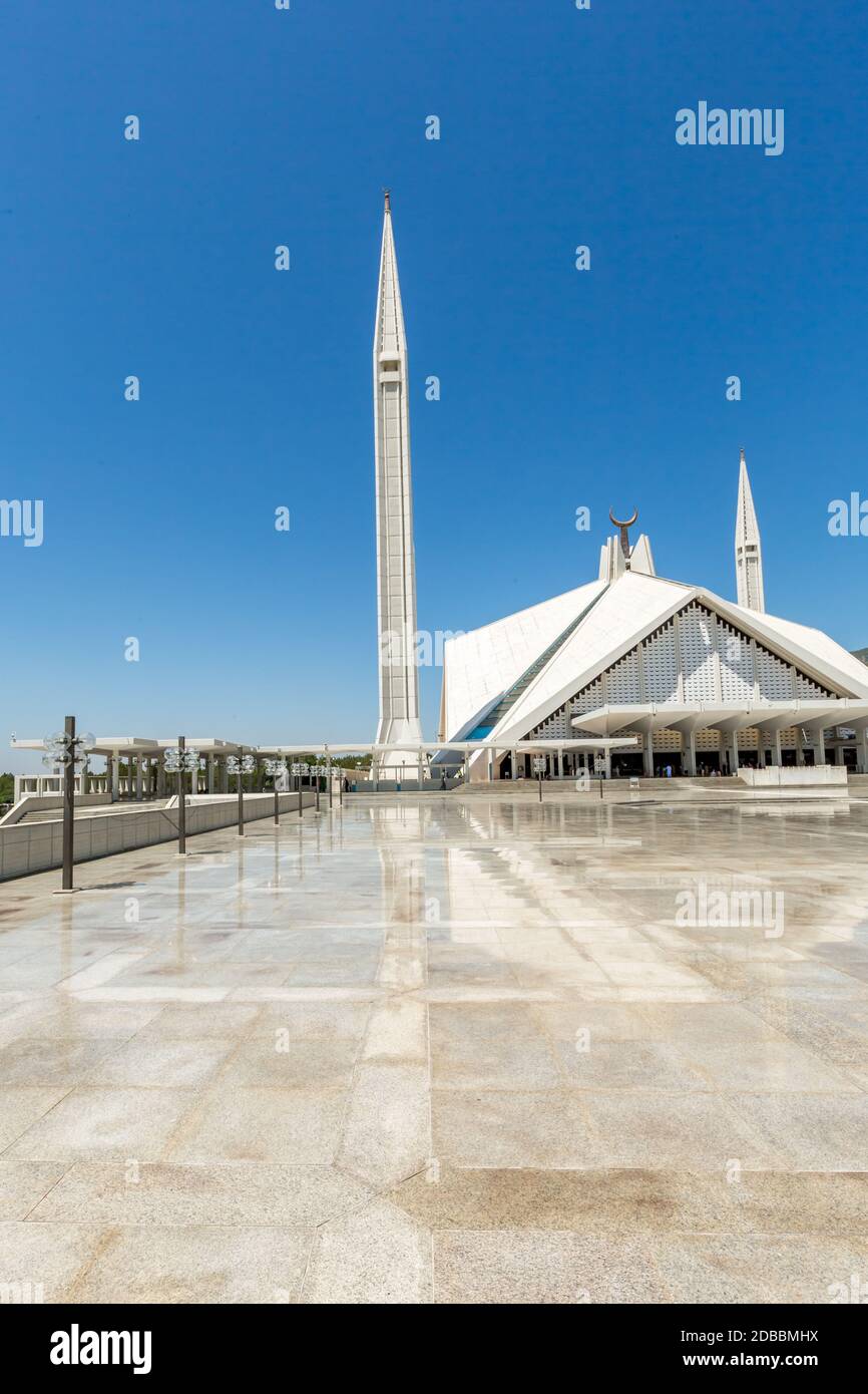 Shah Faisal Moschee ist eine der größten Moscheen der Welt. Islamabad, Pakistan. Stockfoto