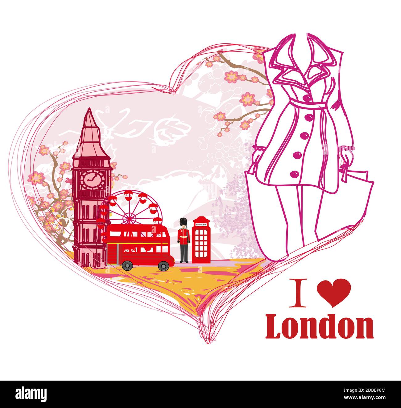 Frau shopping in London Karte Stockfoto