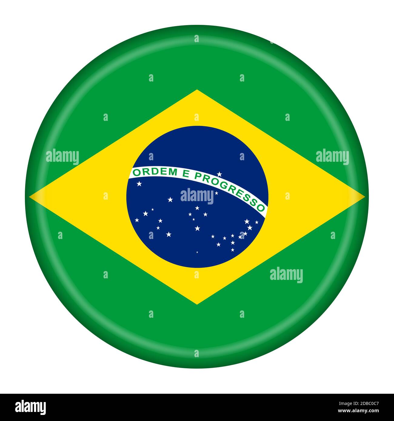 Eine Brasilien-Button-Flag-Illustration mit Clipping-Pfad Stockfoto