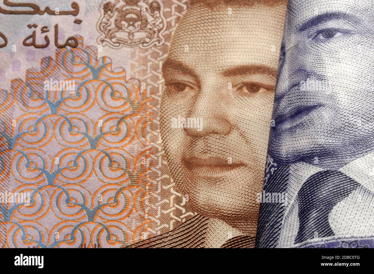 Nahaufnahme der marokkanischen Banknoten Stockfoto