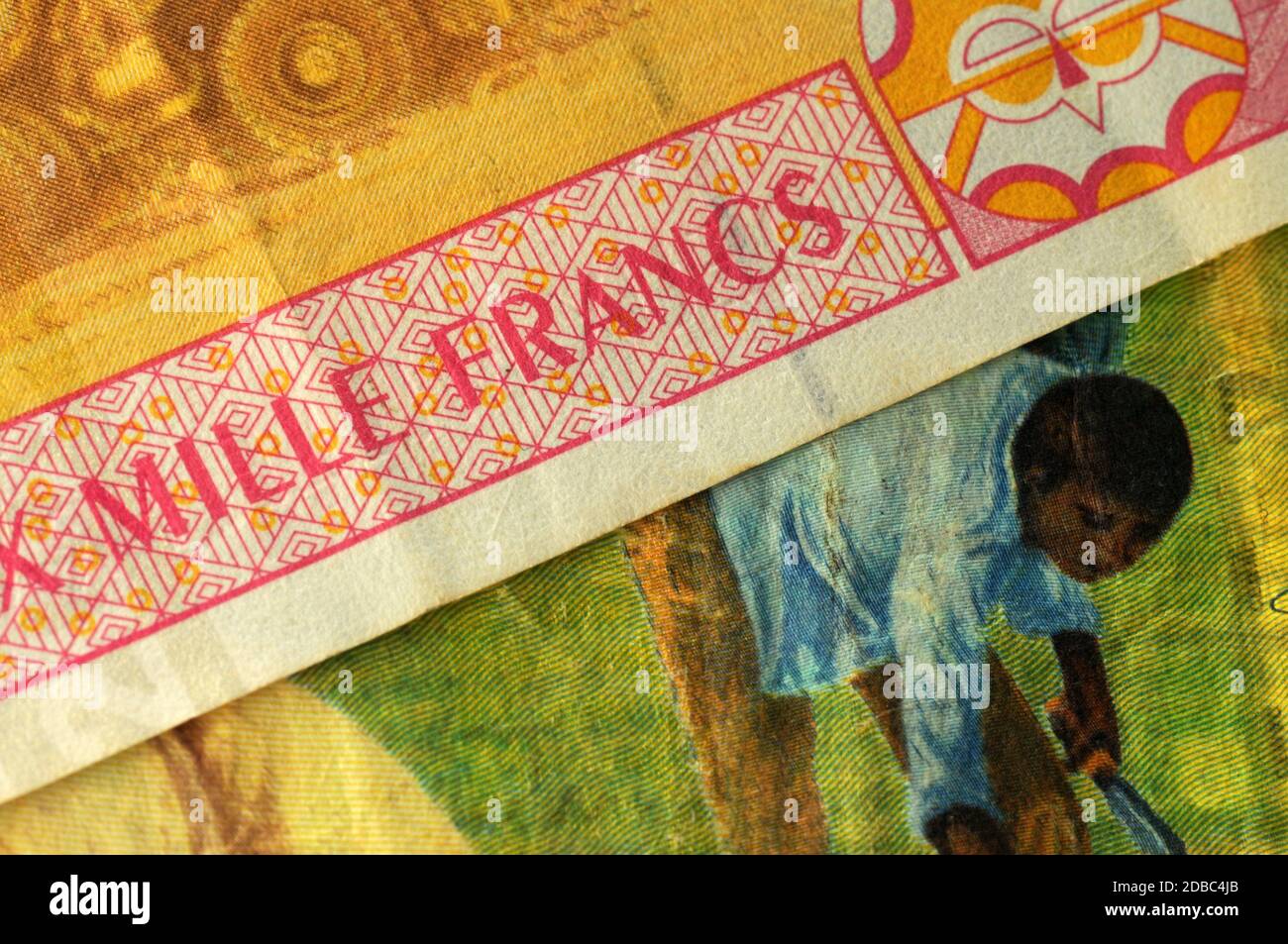 Nahaufnahme des CFA-Francs Stockfoto