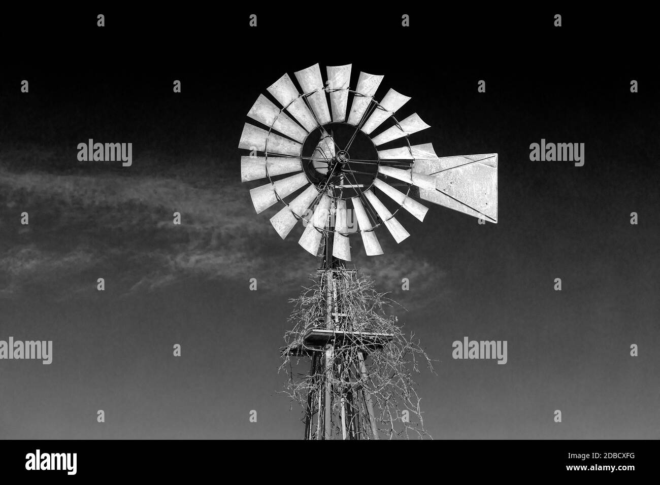 Windpumpe auf einem Iowa-Bauernhof. Stockfoto