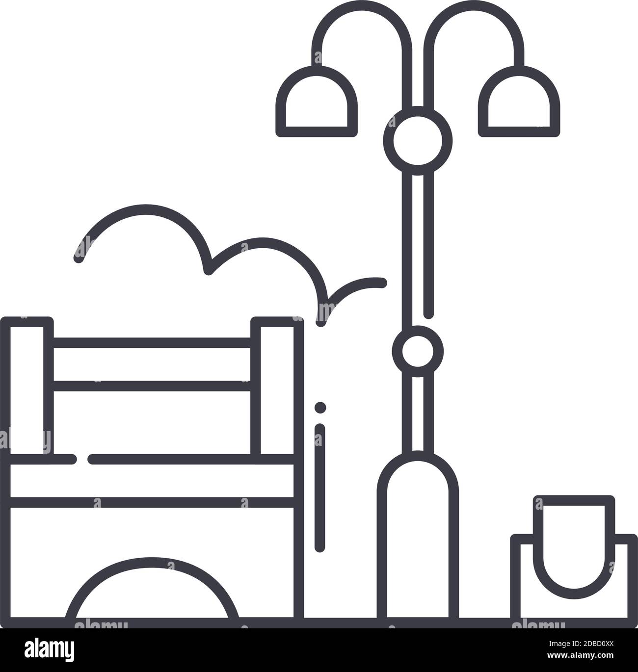 Public Park Symbol, lineare isolierte Illustration, dünne Linie Vektor, Web-Design-Zeichen, Kontur Konzept Symbol mit editierbaren Strich auf weißem Hintergrund. Stock Vektor