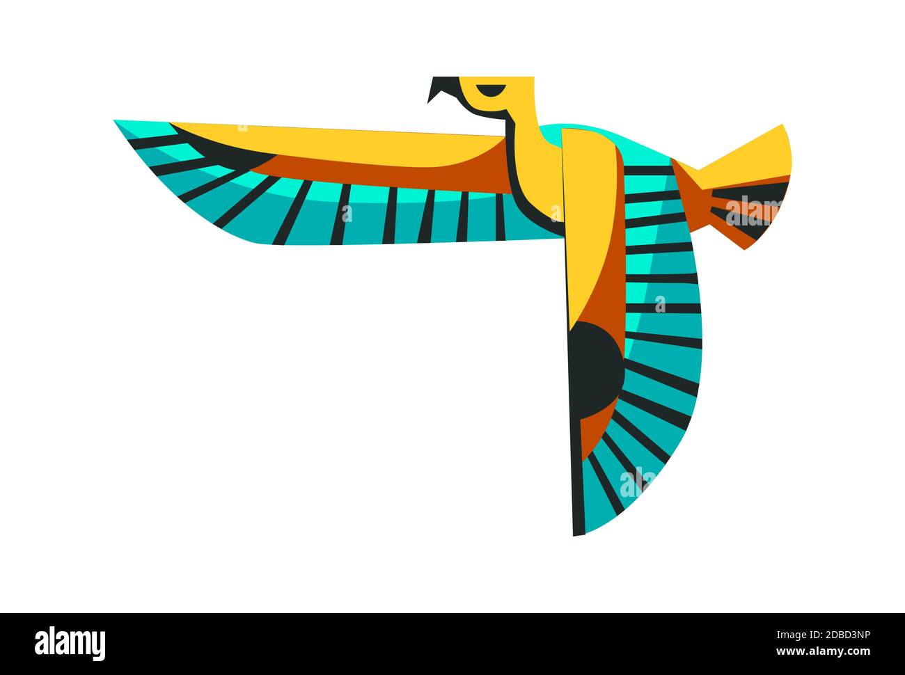 Heiliges Tier des alten Ägypten, fliegenden Falken, die Verkörperung der sonnengott Ra Horus, Cartoon-Vektor-Illustration Stock Vektor