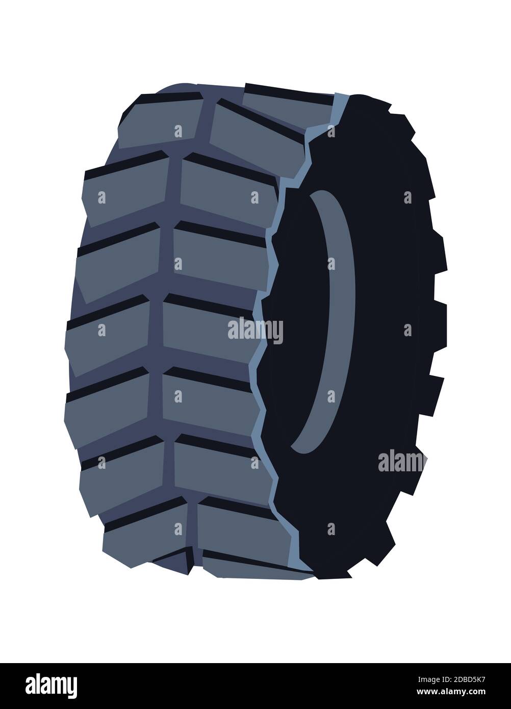 Schwarzer Gummireifen für den Straßentransport, Cartoon-Vektor-Illustration isoliert auf weiß Stock Vektor