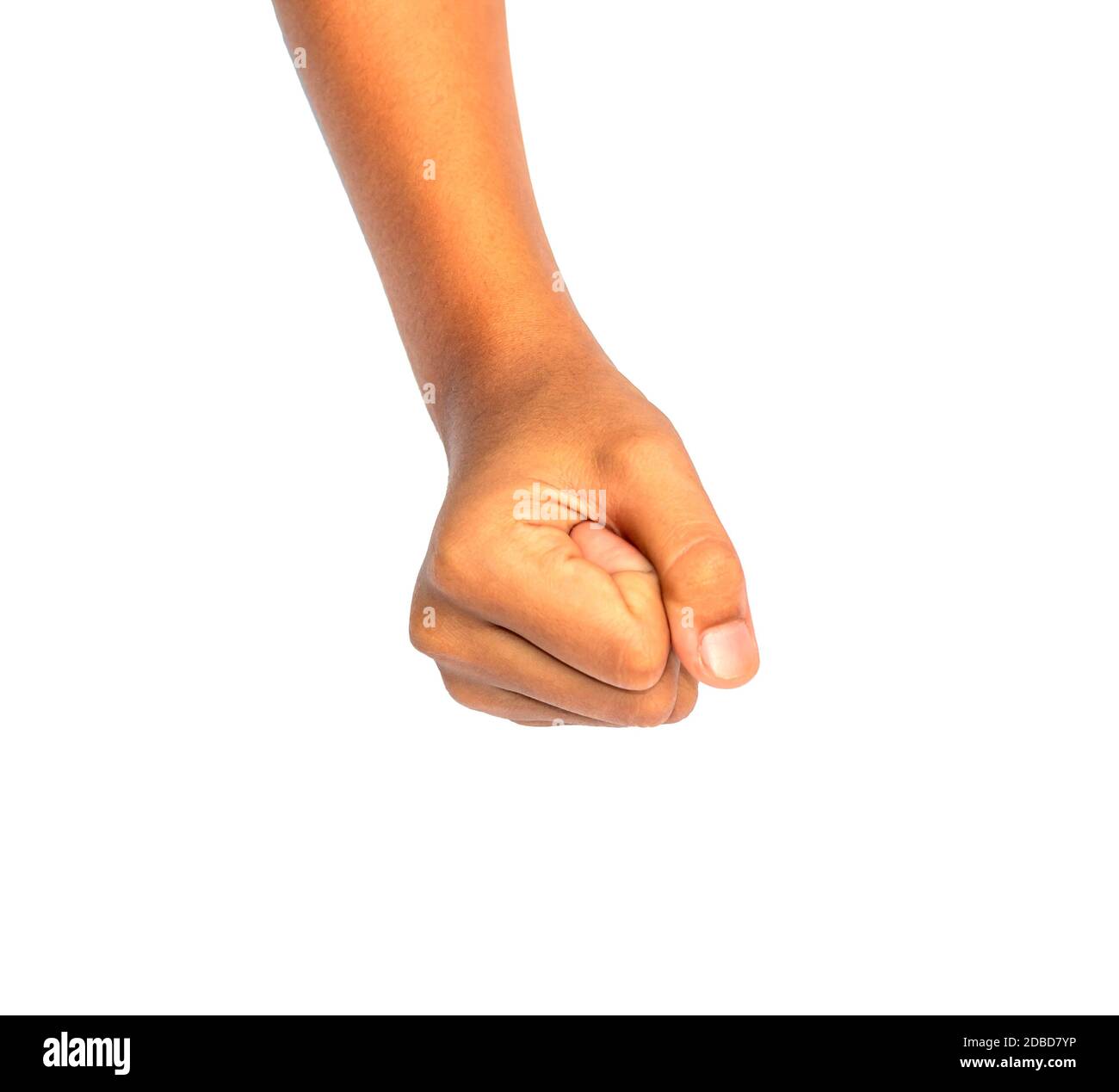 Nahaufnahme der Hand isoliert auf weißem Hintergrund. Stockfoto