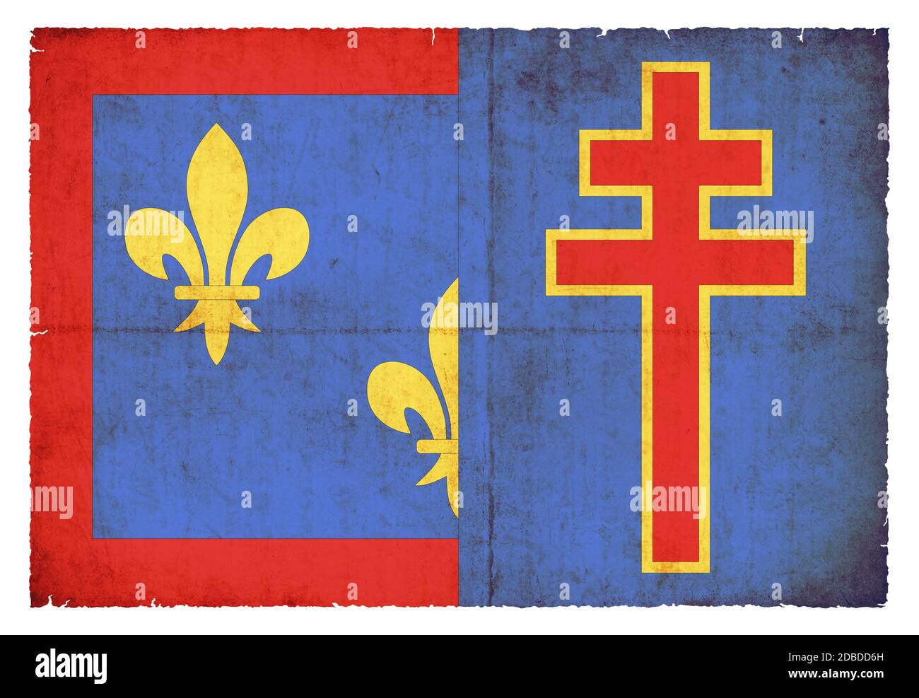 Flagge des französischen Departements Indre-et-Loire im Grunge Stil geschaffen Stockfoto