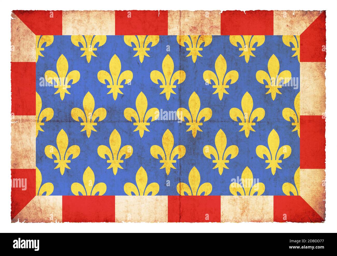 Flagge des französischen Departements Indre-et-Loire im Grunge Stil geschaffen Stockfoto