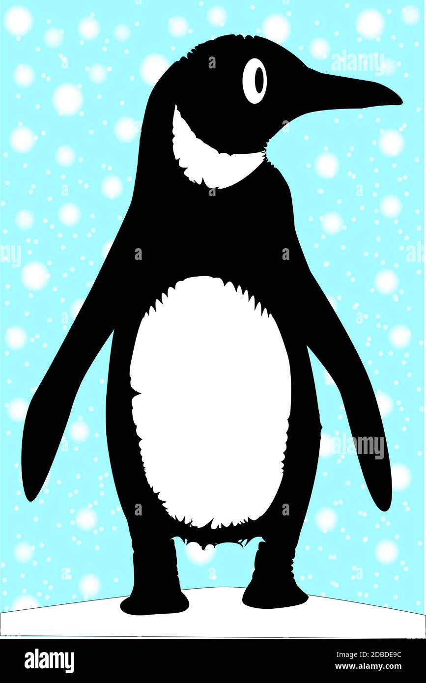 Einem einzigen Pinguin in einem Schneesturm. Stockfoto