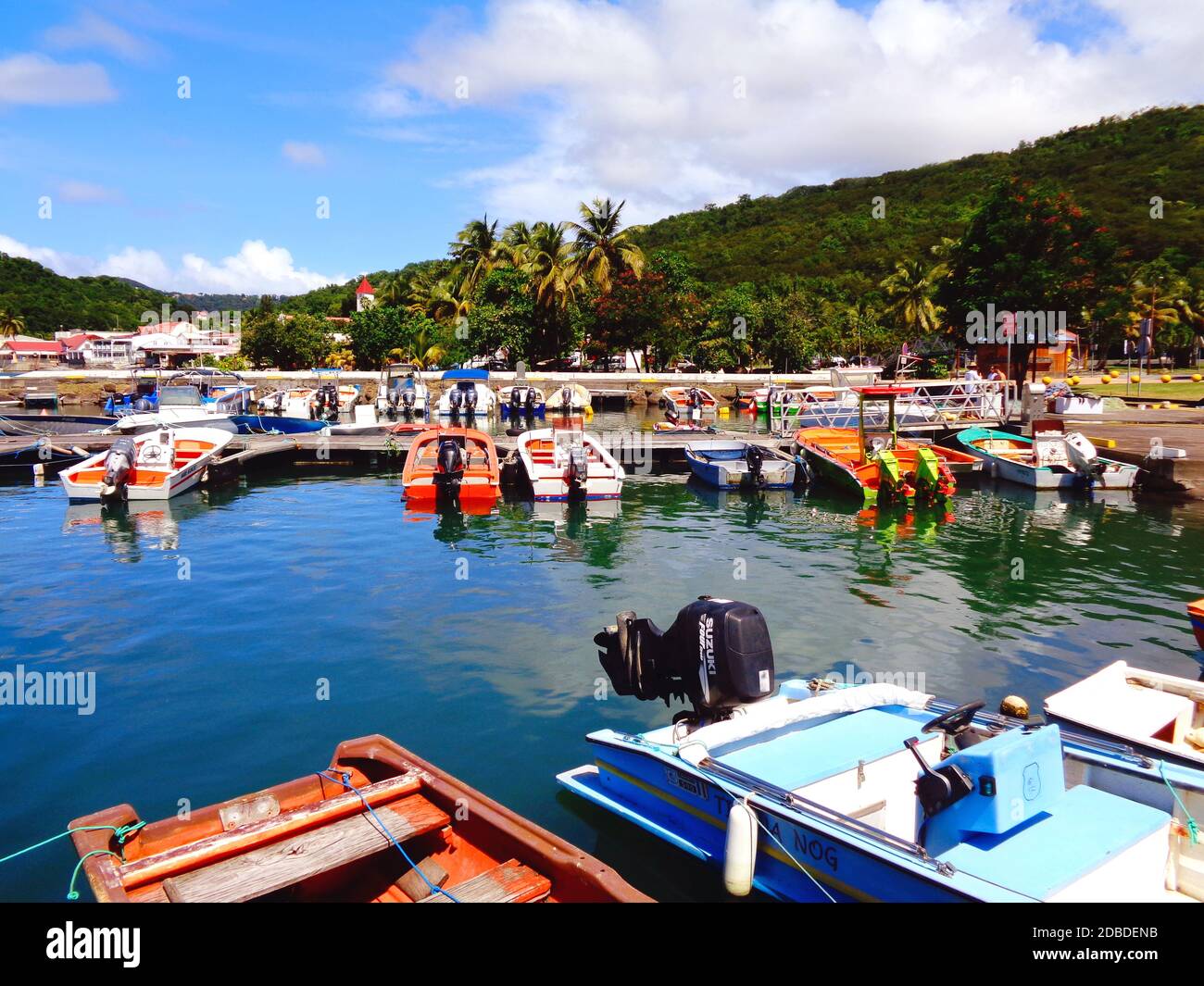 Die Marina in Deshaies, Guadeloupe Stockfoto