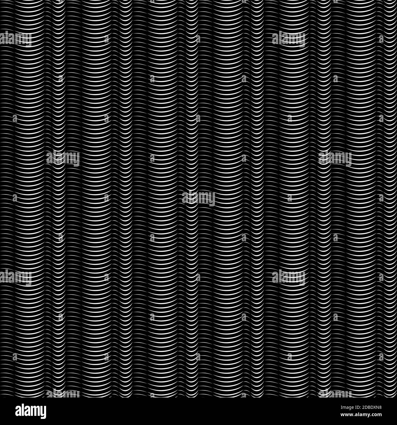 Schwarz und weiß vertikale Spiralstreifen Rohre, abstrakte nahtlose Muster, geometrische Ornament, grunge monochrome optische Illusion. Weiße Halbkreise sp Stock Vektor