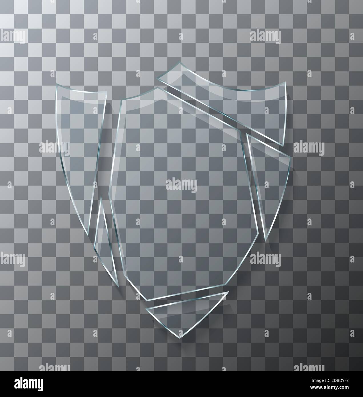 Vector modernes Konzept gebrochen Schild Glas auf transparentem Hintergrund. Stock Vektor