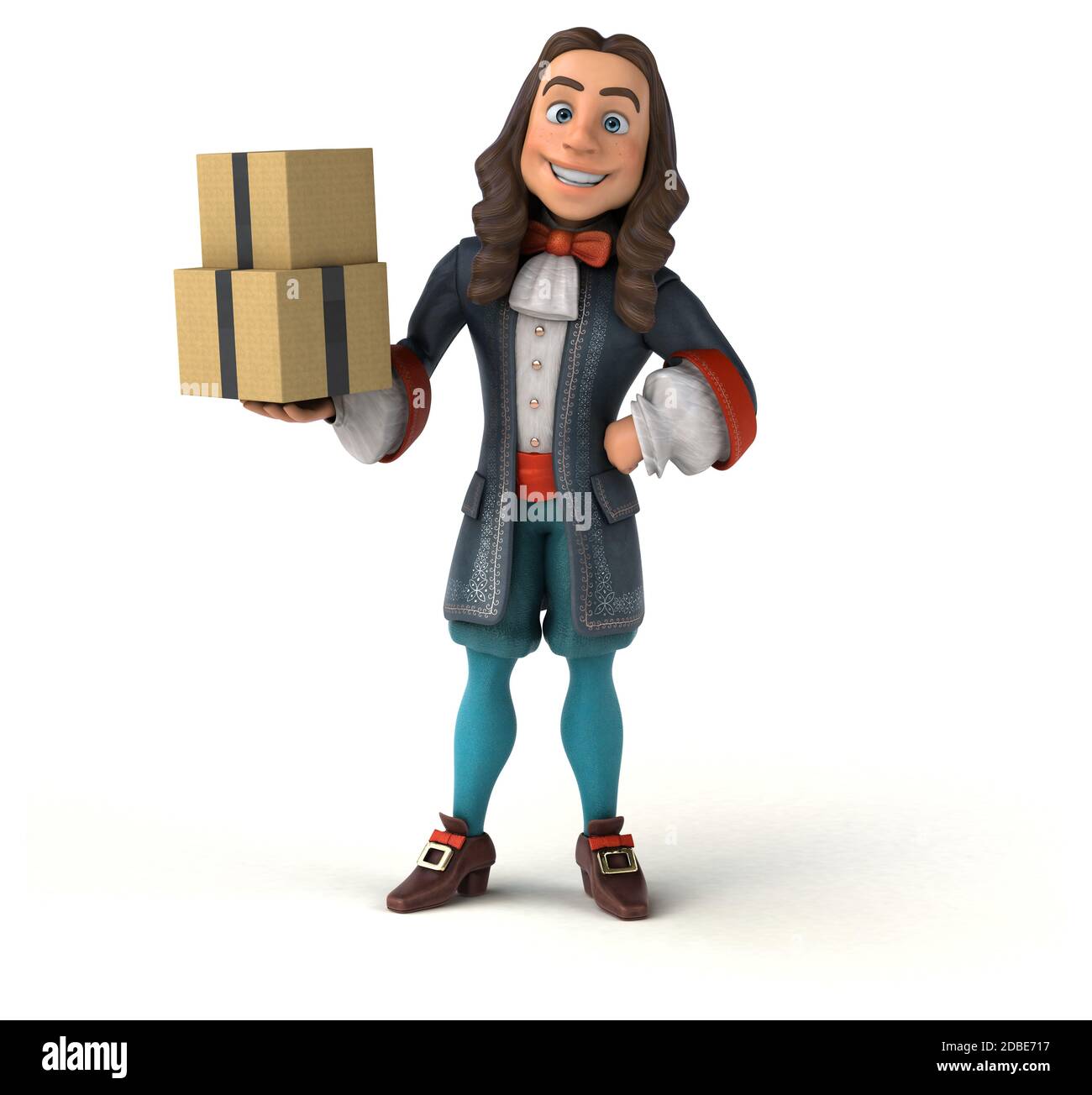 3D-Illustration eines Cartoon-Mannes in historischem, barounischem Kostüm Stockfoto