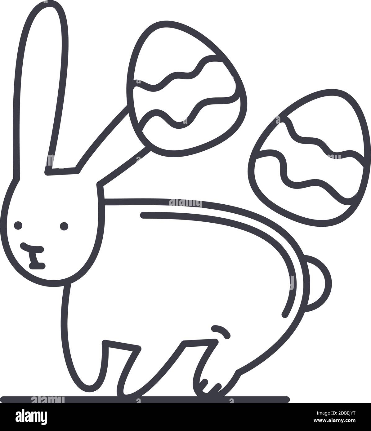 Kaninchen und Eier Symbol, lineare isolierte Illustration, dünne Linie Vektor, Web-Design-Zeichen, Kontur Konzept Symbol mit editierbaren Strich auf weißem Hintergrund Stock Vektor