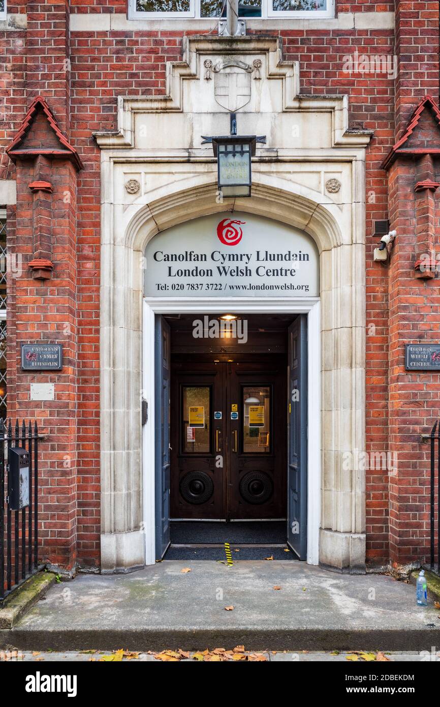 Das London Welsh Centre an der Grays Inn Rd, Central London. Das Zentrum wurde 1920 gegründet und ist bestrebt, die walisische Kunst und Kultur zu fördern. Stockfoto