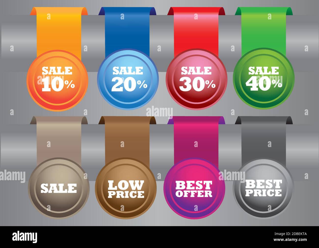 Eine Reihe von Vektoretiketten mit Geschäftsaussagen. Stock Vektor