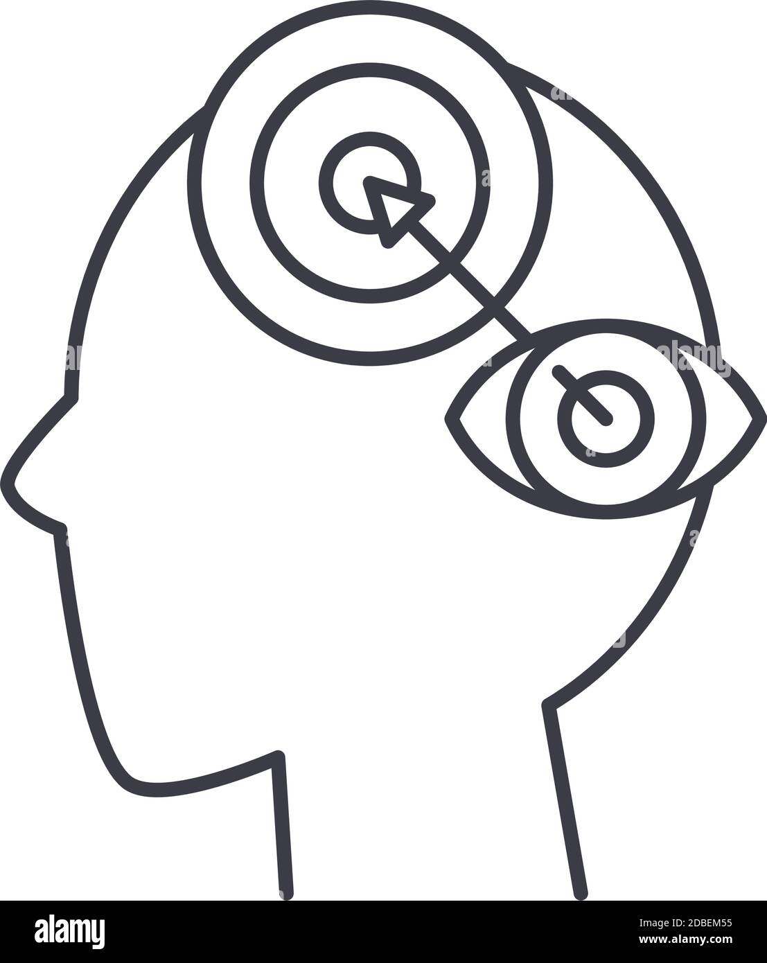Zweck Mind Icon, lineare isolierte Illustration, dünne Linie Vektor, Web-Design-Zeichen, Kontur Konzept Symbol mit editierbaren Kontur auf weißem Hintergrund. Stock Vektor