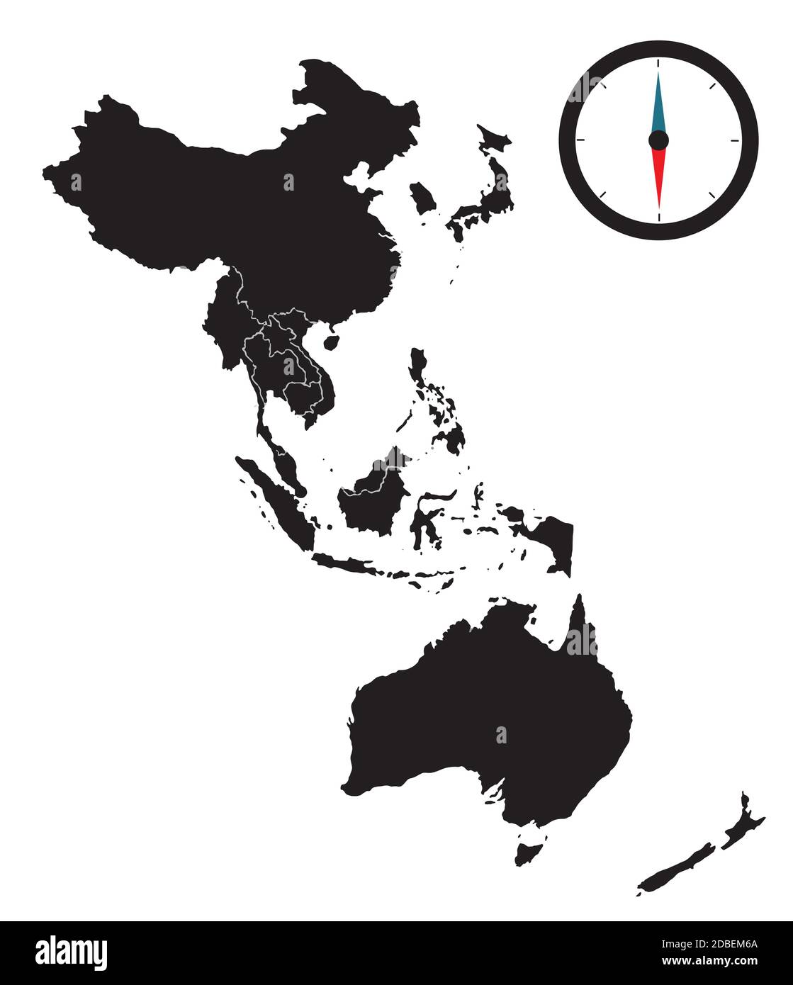 Karte der modernen regionalen umfassenden Wirtschaftspartnerschaft (RCEP). Vektorgrafik Stock Vektor