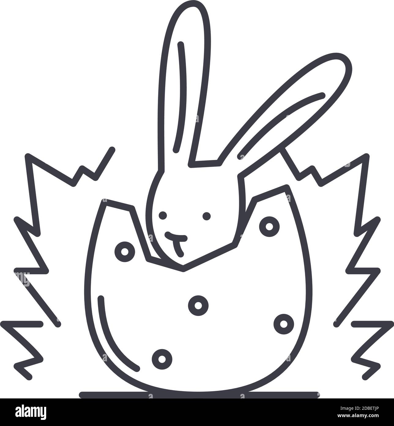 Kaninchen in Ei-Symbol, lineare isolierte Illustration, dünne Linie Vektor, Web-Design-Zeichen, Kontur Konzept Symbol mit editierbaren Strich auf weißem Hintergrund. Stock Vektor
