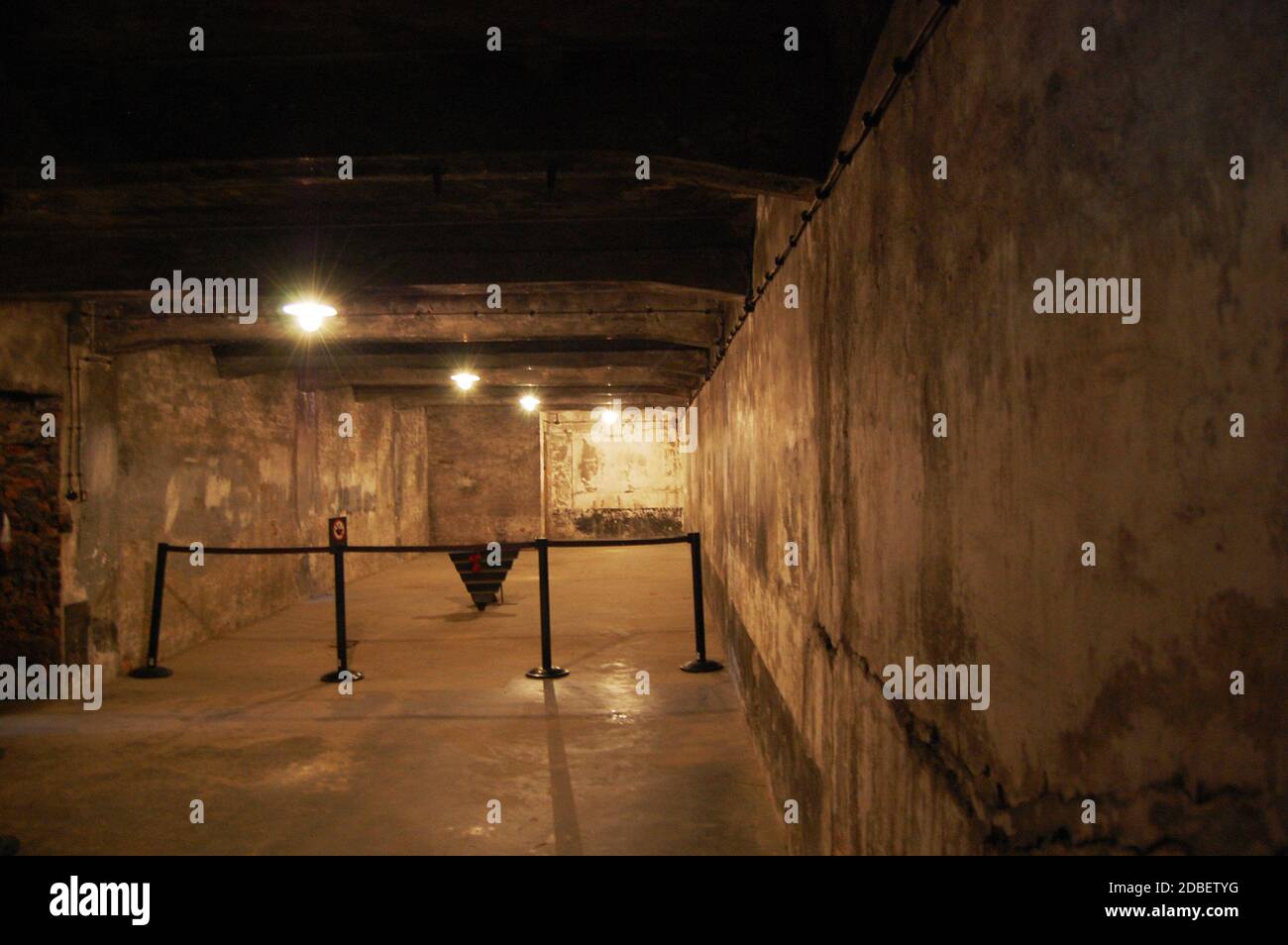 Innenraum der Gaskammern im Konzentrationslager Auschwitz Stockfoto