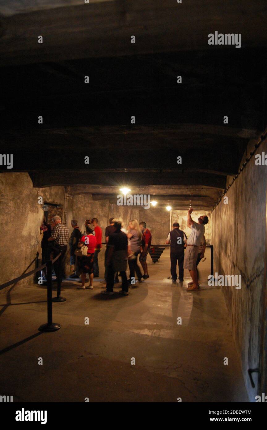 Innenraum der Gaskammern im Konzentrationslager Auschwitz Stockfoto