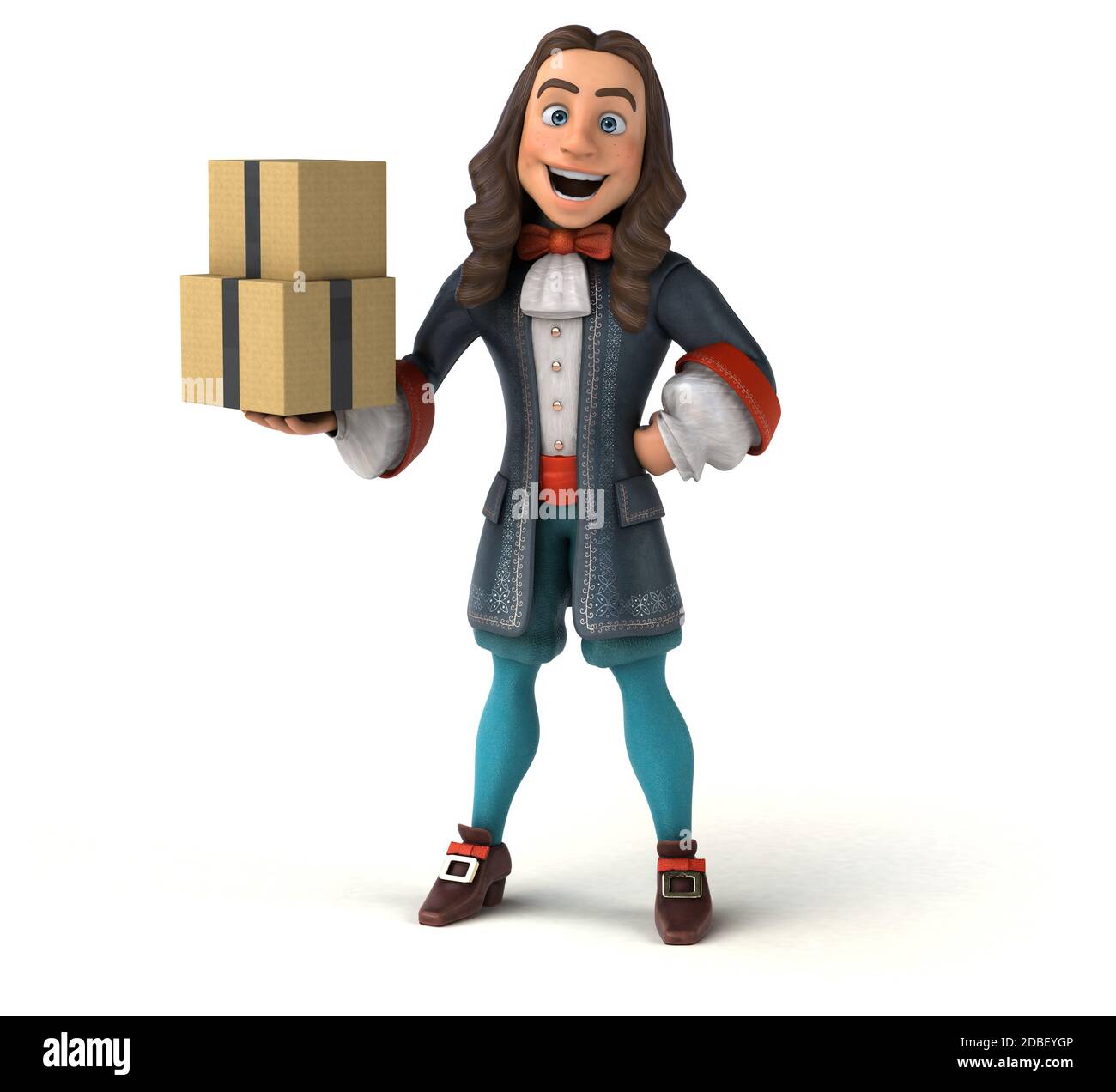 3D-Illustration eines Cartoon-Mannes in historischem, barounischem Kostüm Stockfoto