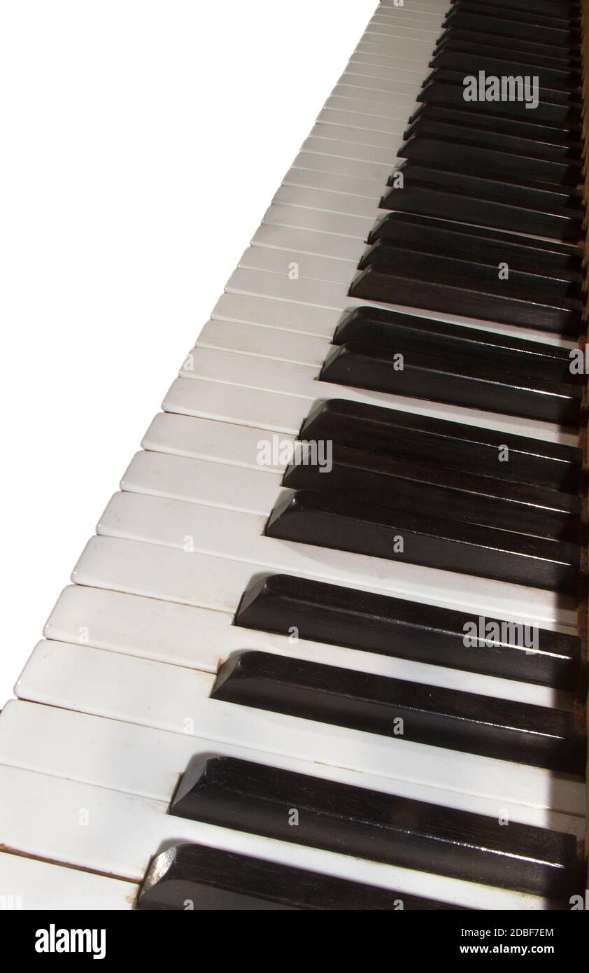 Schwarze und weiße Tasten auf einer Klaviertastatur Stockfoto