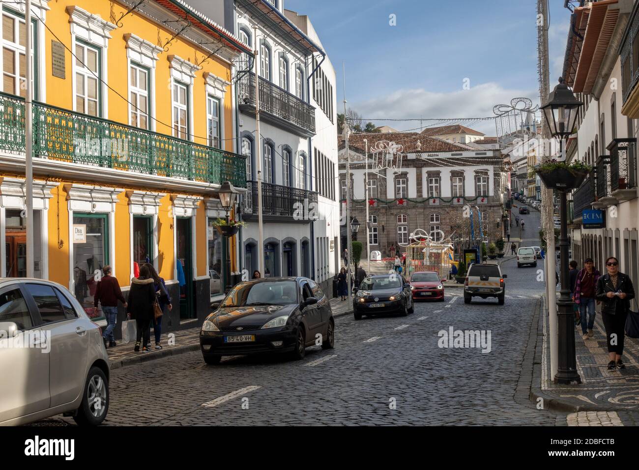 Rua Da Se In Angra Do Heroismo Town Center Ein Terceira Insel Auf Den Azoren Portugal Stockfoto