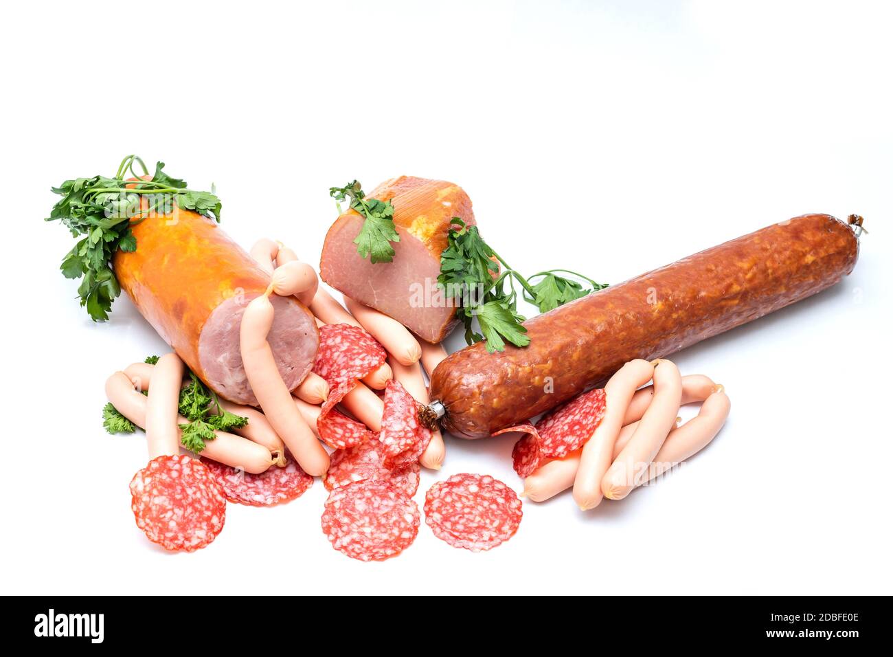 Fleisch allsorts auf einem runden Brett Stockfoto