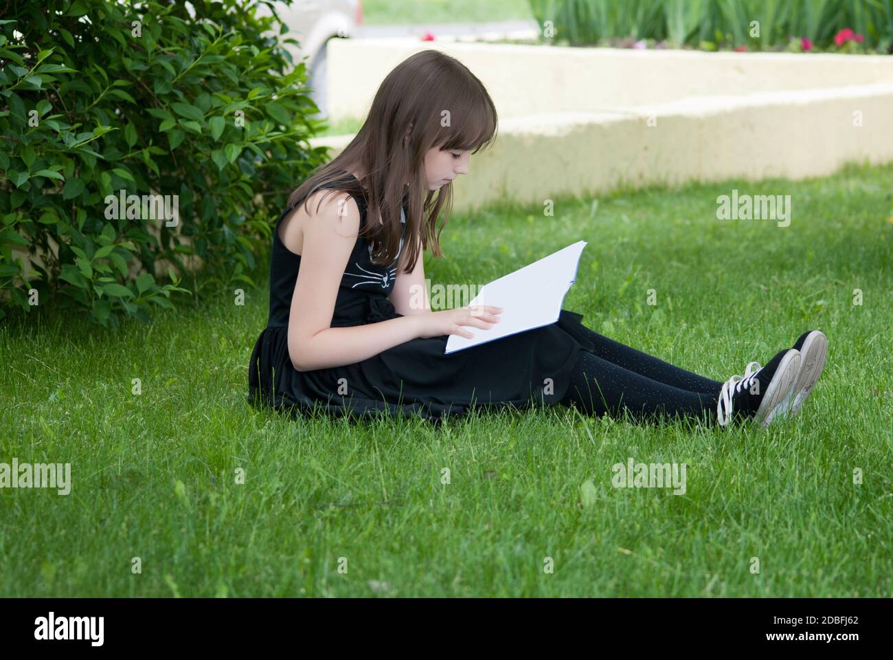 Teenager Mädchen ein Buch im Park zu lesen Stockfoto