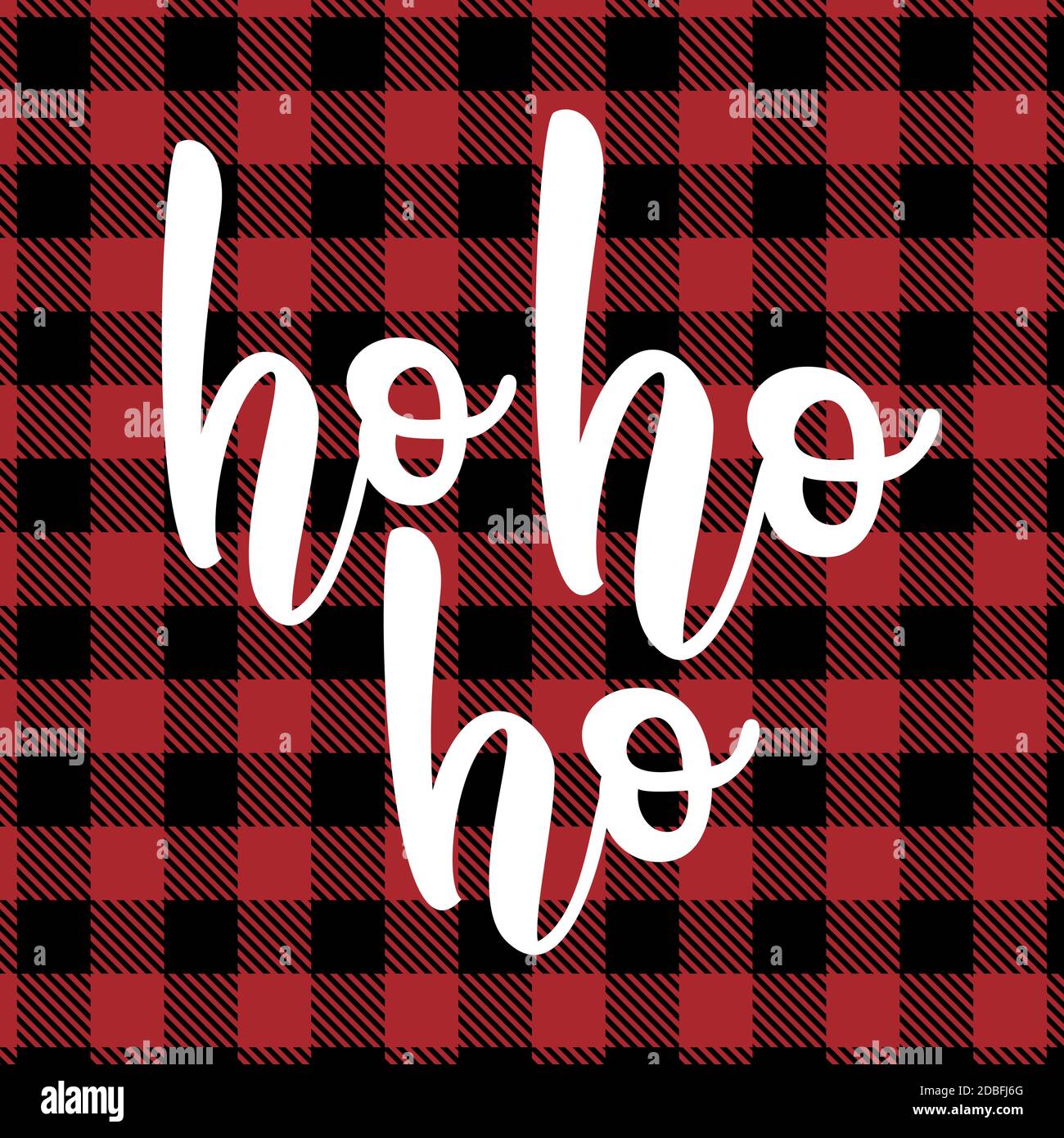 Ho ho ho, santa Laughing - auf rot und schwarz Tartan karierten scottish Nahtloses Muster. Grußkarte Text Kalligraphie Ausdruck für Weihnachten oder ein anderes Geschenk. Stock Vektor