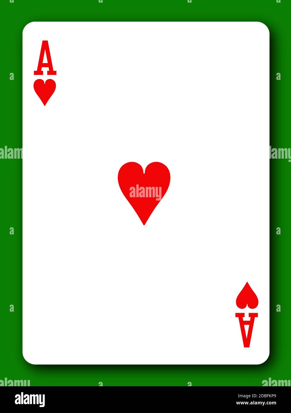 Ein Herz-As-Spielkarte mit Beschneidungspfad zu Hintergrund und Schatten entfernen Stockfoto
