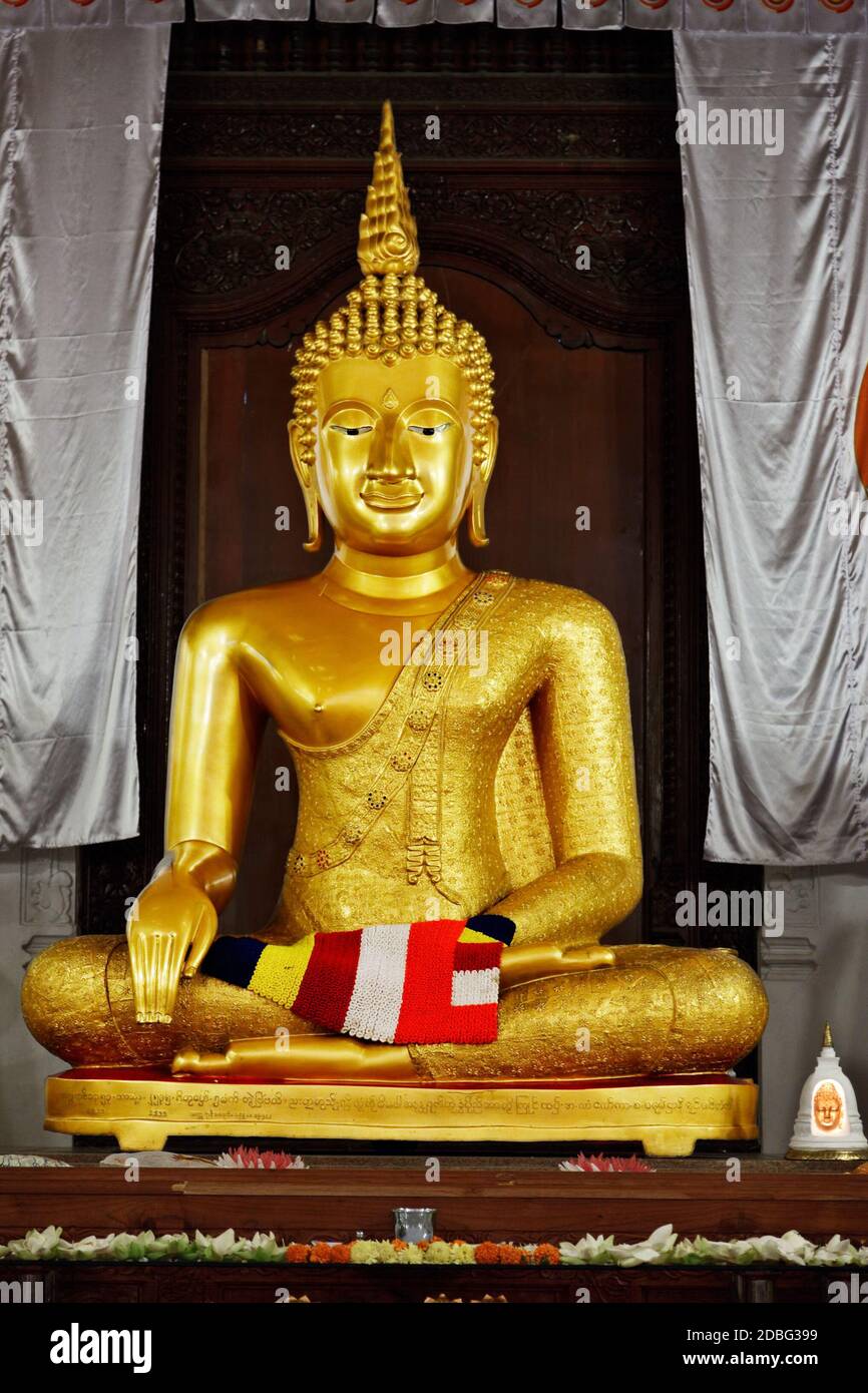 Sitzender Buddha Statue im Tempel des Zahns. Kandy, Sri Lanka Stockfoto