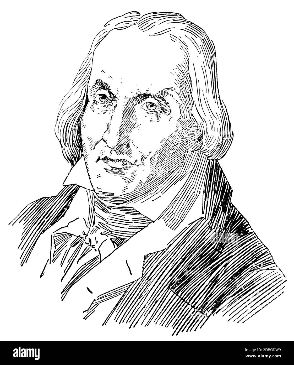 Portrait ein französischer Weber und Kaufmann Joseph Marie Jacquard. Illustration des 19. Jahrhunderts. Weißer Hintergrund. Stockfoto