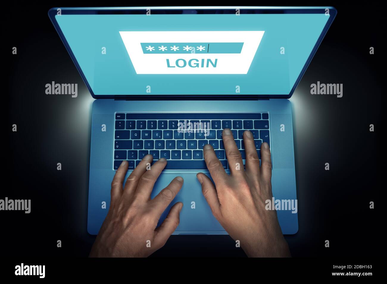 passwortschutz auf einem Laptop-Bildschirm Stockfoto