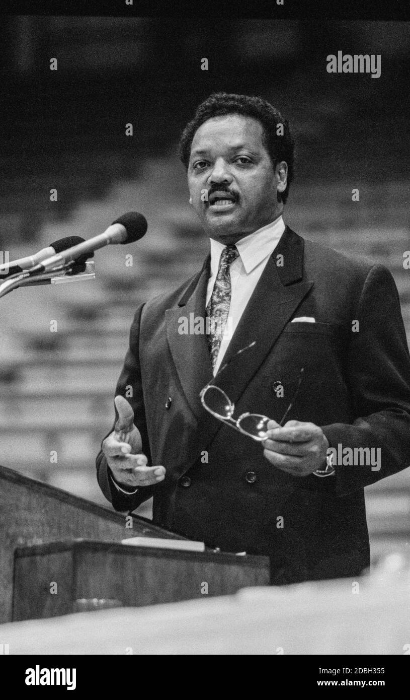 Jesse Jackson an der University of Southern Mississippi 1987 Stockfoto