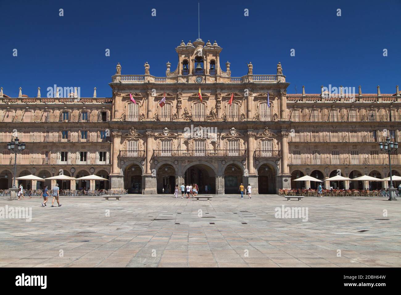Salamanca, Spanien - 23. August 2020: Plaza Mayor von Salamanca, Spanien. Stockfoto