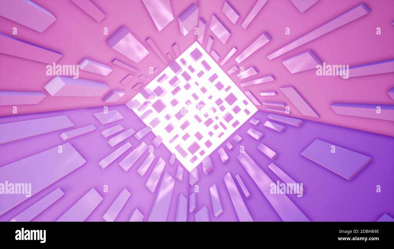 Abstrakter rosafarbener Hintergrund mit Quadraten, 3d-Rendering Stockfoto