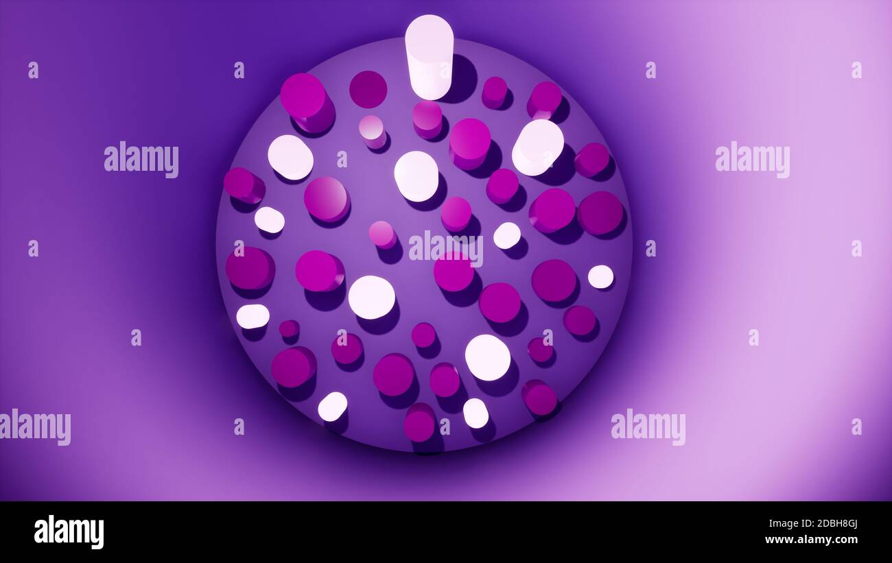 Abstraktes lila Hintergrund-Design mit Kreisen, 3d-Rendering Stockfoto