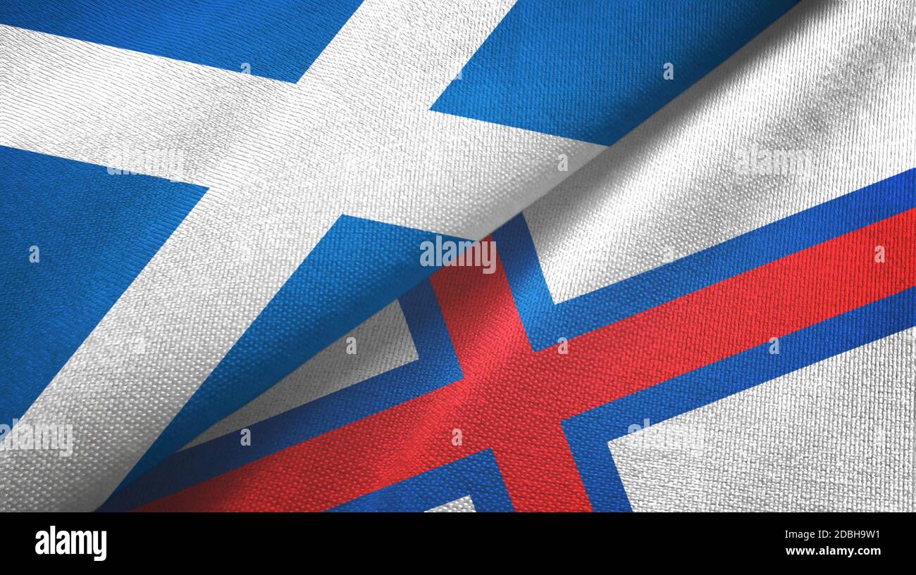 Schottland und Färöer Inseln zwei Flaggen Textil Tuch, Stoff Textur  Stockfotografie - Alamy