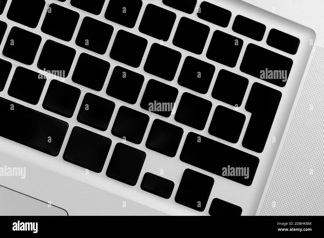 Leere Laptop-Tastatur Detail ohne Buchstaben und Zeichen Tasten Stockfoto