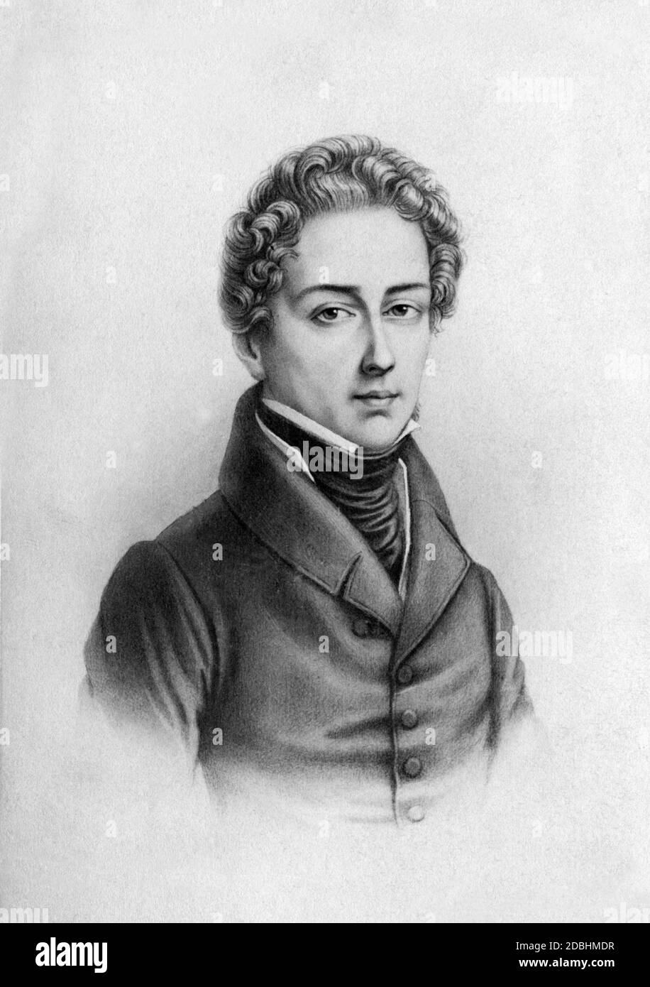 Lithographie des polnischen Komponisten und Pianisten Frederic Chopin, angefertigt von Vigner. Stockfoto