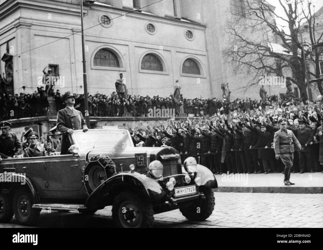 'Adolf Hitler während der Invasion der sogenannten 'Rest-Tschechei'' ('Wiedergewinnung Tschechiens').' Stockfoto