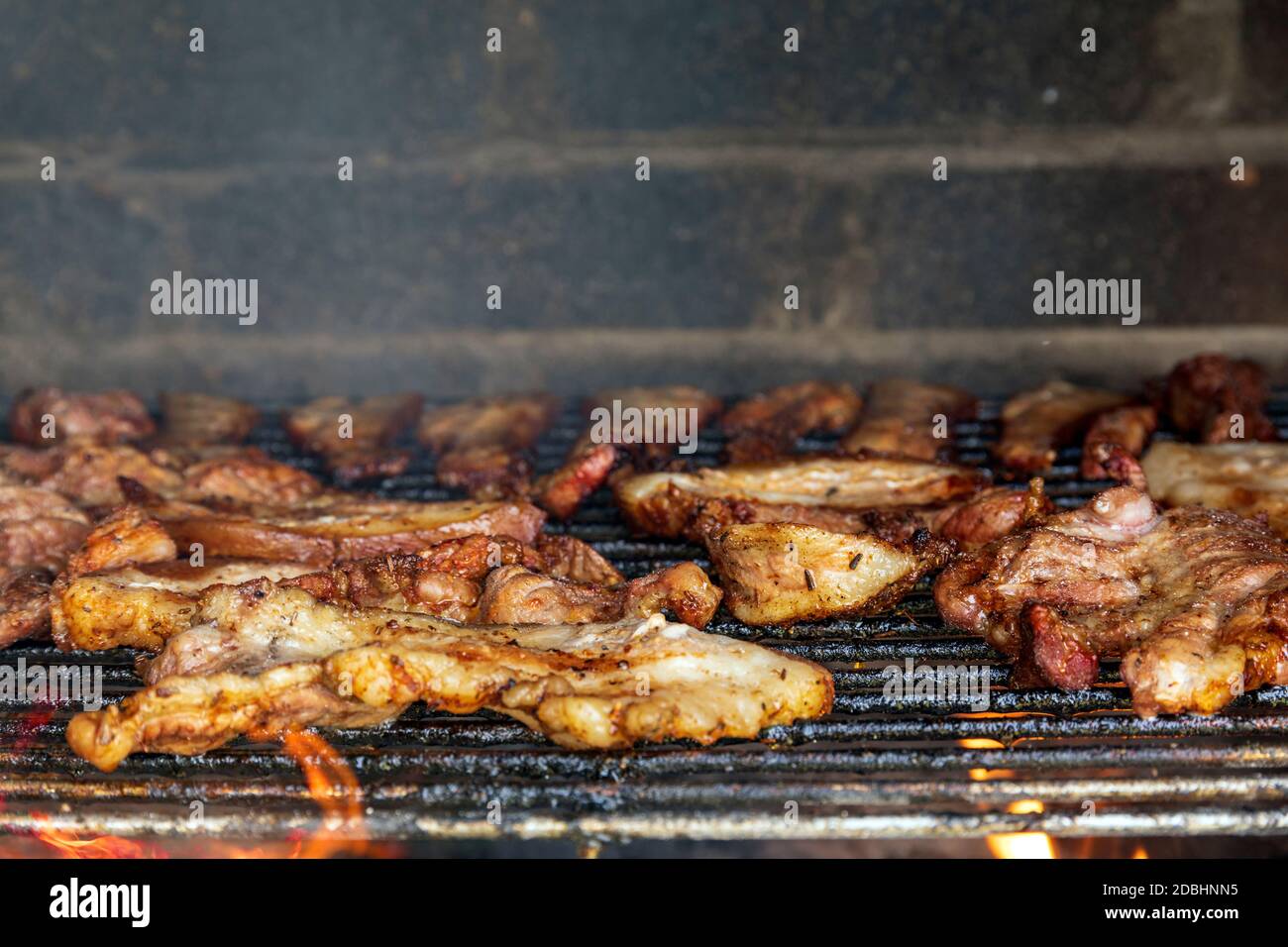 Fleisch auf dem Grill, Rindersteak Stockfoto