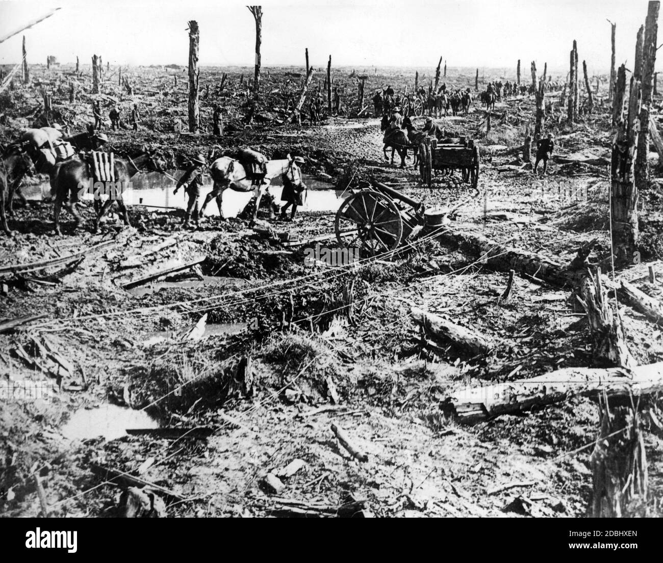 Erster Weltkrieg: Deutsche Soldaten auf dem Schlachtfeld Stockfoto