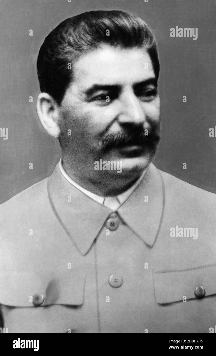 Ioseb Besarionis dz? Djugashvili, nahm den Namen Stalin, Diktator der Sowjetunion von 1927 bis 1954. Fotos von Stalin, die zur Veröffentlichung bestimmt waren, wurden sorgfältig ausgewählt und sollten den Personenkult um ihn herum unterstützen. Stockfoto