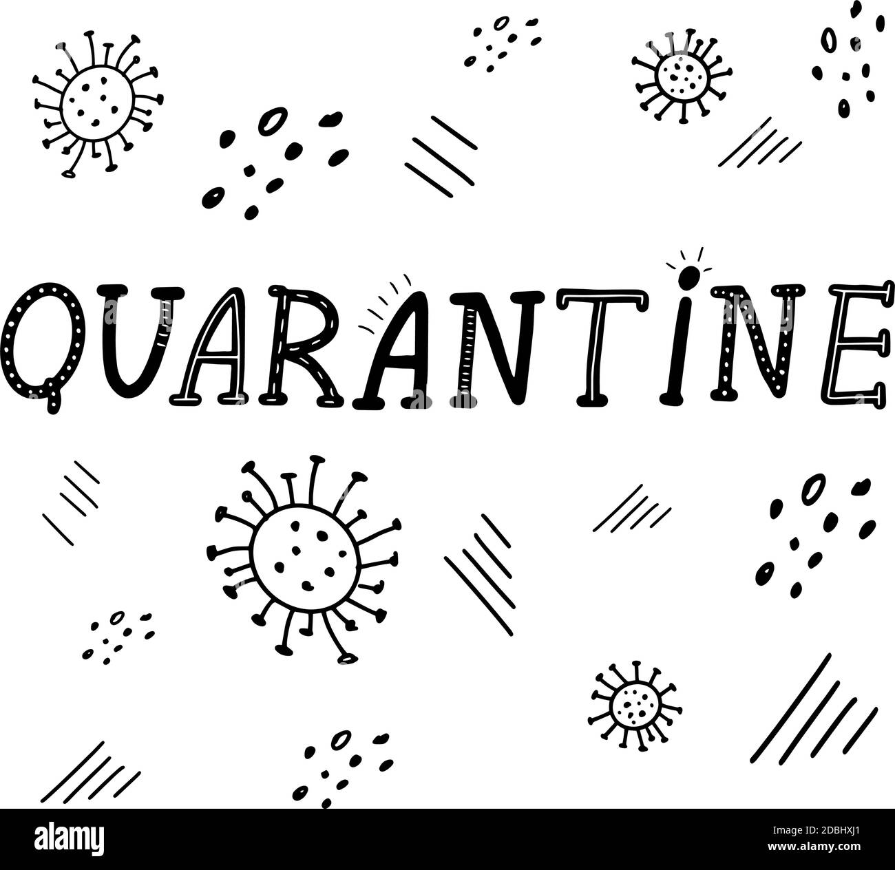Quarantäne setzen Kalligraphie Schrift Vektor eps Illustration Symbole Stock Vektor