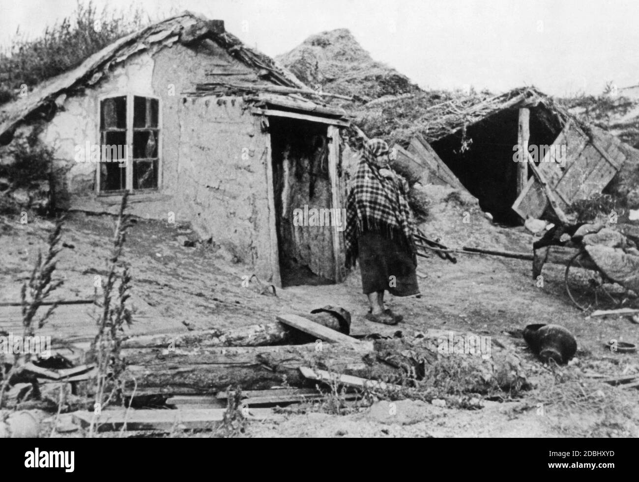 Das Foto zeigt das Elend und die Armut großer Teile der russischen Bauernschaft in den Jahren nach der Revolution und dem Bürgerkrieg. Stockfoto