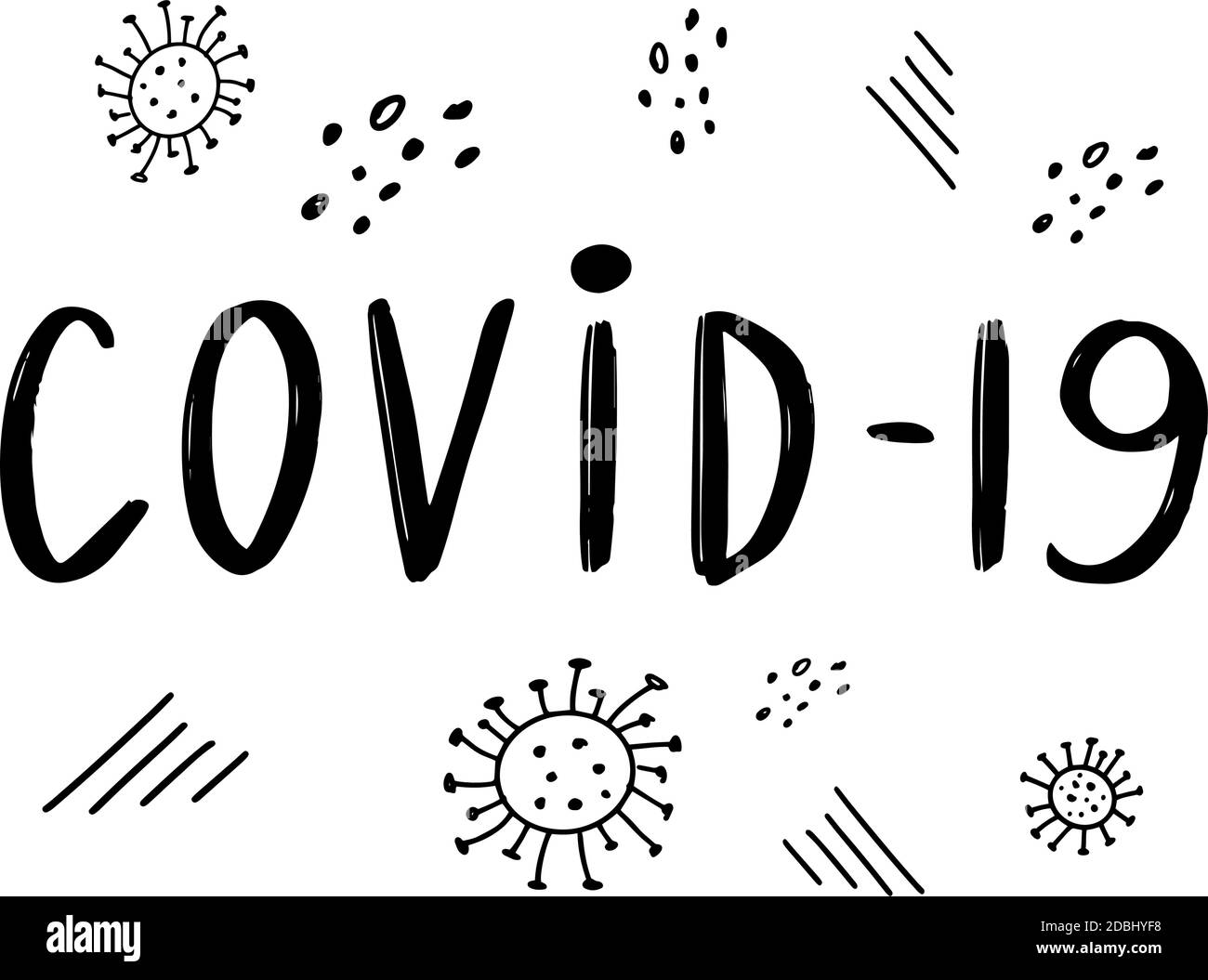 Covid-19 Typ Schriftzug Vektor eps Illustration Symbol. Coronavirus-Konzept Stock Vektor