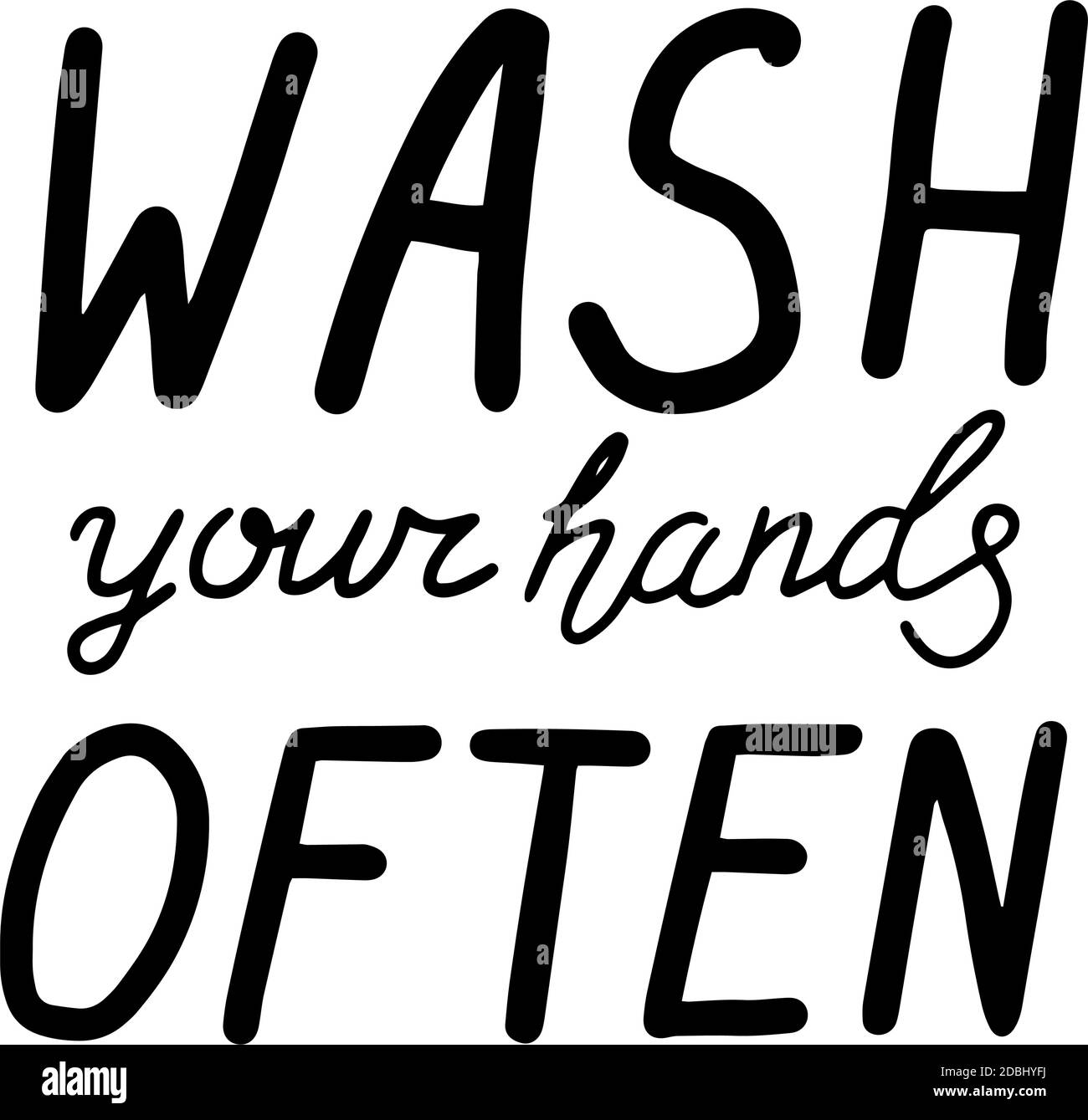 Waschen Sie Ihre Hände oft Kalligraphie Schriftzug Vektor eps Illustration Stock Vektor